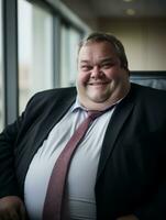 a fat man wearing a suit and tie generative ai photo