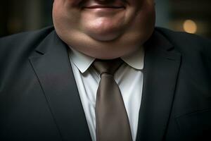 a fat man wearing a suit and tie generative ai photo