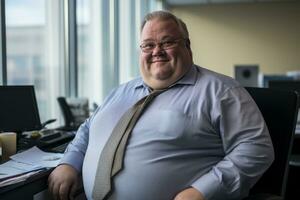 a man in a shirt and tie sitting at a desk generative ai photo