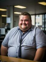 a man in a shirt and tie sitting at a desk generative ai photo