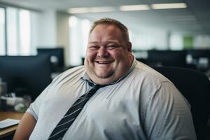 a man in a shirt and tie sitting in an office generative ai photo