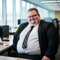 a man in a suit and tie sitting at a desk generative ai photo