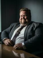 a man in a suit and tie sitting at a desk generative ai photo