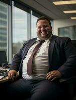 a man in a suit and tie sitting at a desk generative ai photo