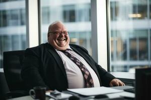a man in a suit and tie sitting at a desk generative ai photo