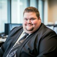 a man in a suit and tie sitting in an office generative ai photo