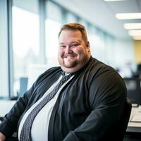 a man in a suit and tie sitting in an office generative ai photo