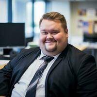 a man in a suit and tie sitting in an office generative ai photo