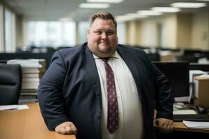 a man in a suit and tie standing in an office generative ai photo