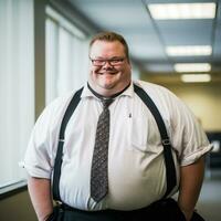 a man in a white shirt and black suspenders generative ai photo