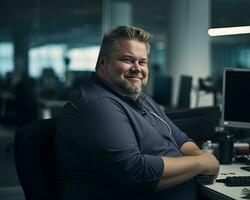 a man sitting at a desk generative ai photo