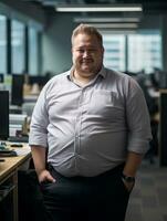 a man standing in front of a desk in an office generative ai photo