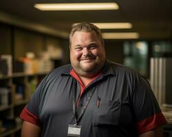 a man wearing a red shirt and a black tie smiles for the camera generative ai photo