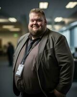 a man with a beard and tie standing in an office generative ai photo