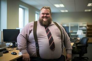 a man with a beard and tie standing in an office generative ai photo