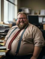 a man with a beard and tie sitting at a desk generative ai photo