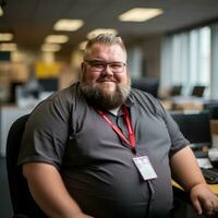 a man with a beard sitting at a desk in an office generative ai photo