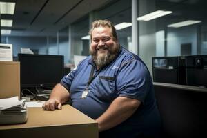 a man with a beard sitting at a desk in an office generative ai photo