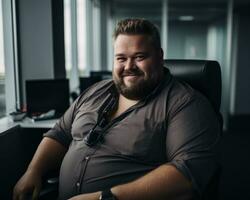 a man with a beard sitting in an office chair generative ai photo
