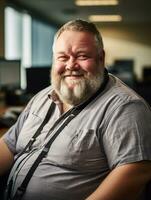 a man with a beard sitting in an office generative ai photo