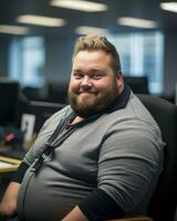 a man with a beard sitting in an office generative ai photo