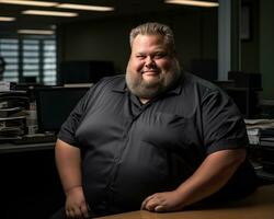 a man with a big beard sitting at a desk in an office generative ai photo