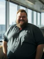 a man with a big beard standing in front of a window generative ai photo