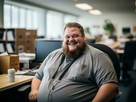 a man with a big beard sitting in an office generative ai photo