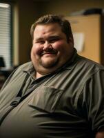a man with a big belly smiles for the camera generative ai photo