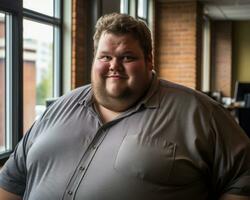 a man with a big belly standing in front of a window generative ai photo