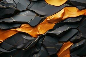3d rendering of a black and orange rock wall generative ai photo