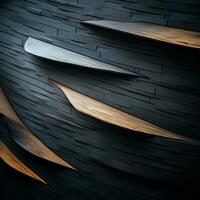 3d rendering of a black wall with wooden slats generative ai photo