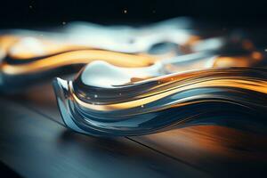 3d rendering of a wavy metal object on a table generative ai photo