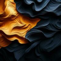 3d rendering of black and orange waves on a black background generative ai photo