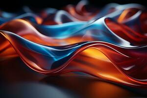 3d rendering of colorful waves on a black background generative ai photo