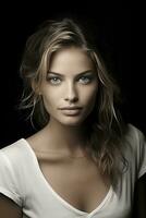 a beautiful young woman in a white t - shirt generative ai photo