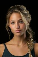 a beautiful young woman with a braid in her hair generative ai photo