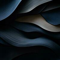 un negro y azul resumen antecedentes con ondulado líneas generativo ai foto