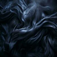 a black and white photo of a woman in a black dress with smoke coming out of her hair generative ai