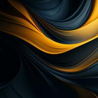 a black and yellow abstract background with wavy lines generative ai photo