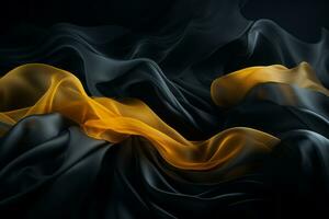 a black and yellow silk fabric with a black background generative ai photo