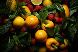 a bunch of fruits and vegetables generative ai photo