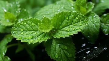 a close up of a plant with water droplets on it generative ai photo