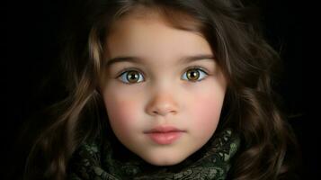 a close up of a young girl with big eyes generative ai photo