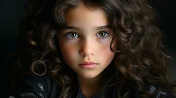 a close up of a young girl with curly hair generative ai photo