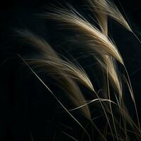 a close up of some grass on a black background generative ai photo