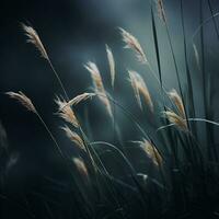 a close up of some tall grass in the dark generative ai photo
