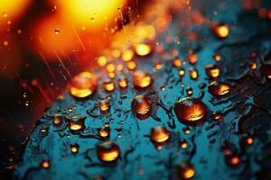 a close up of water droplets on a surface generative ai photo