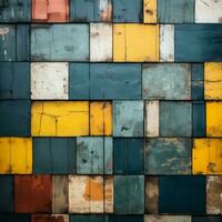 a colorful wall with many different colored squares generative ai photo