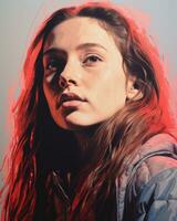 a digital painting of a girl with long hair generative ai photo